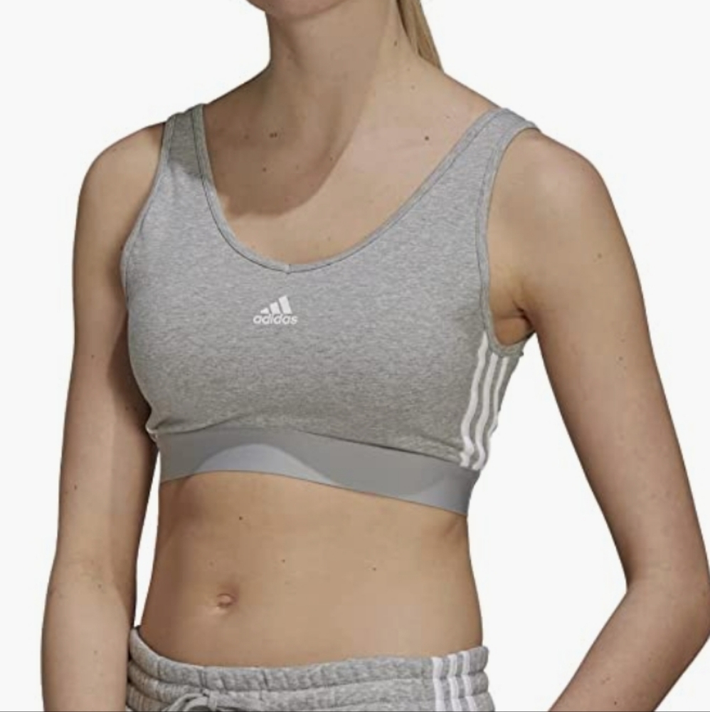 adidas Women's Essentials 3-Stripes Crop Top with Removable Pads